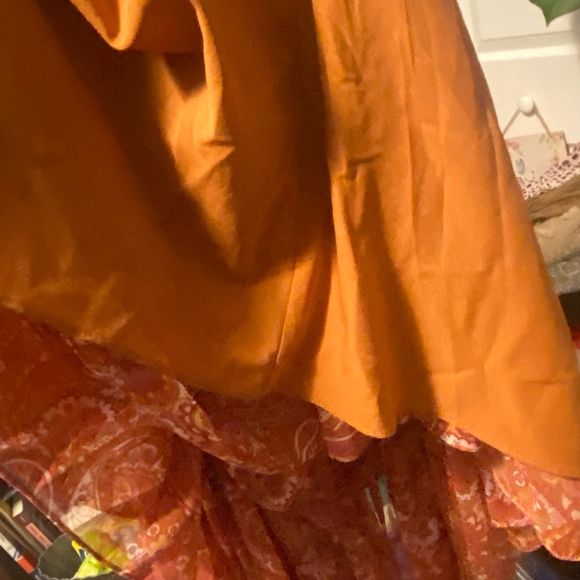 Women's Jacquie the Label Boho Fall Paisley Tencel Smocked Dress, Small, Orange - Picture 8 of 10